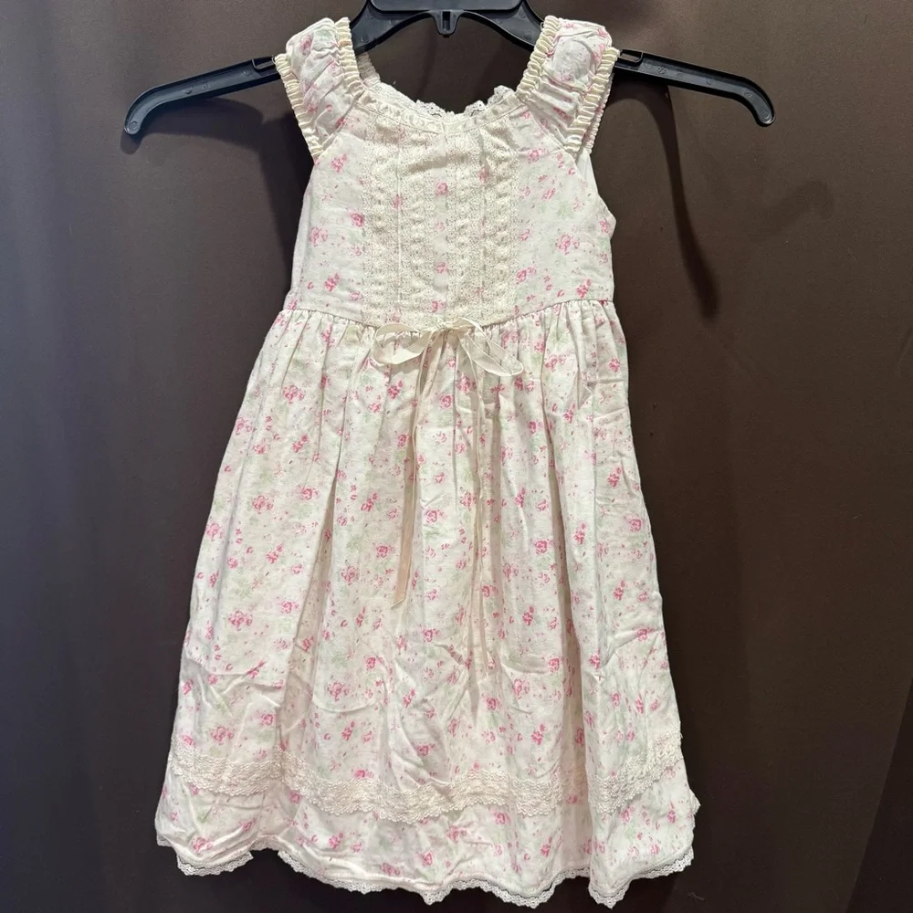 Beautiful Laura Ashley Pink Floral Toddler Dress Size 3T - Y2K Vintage